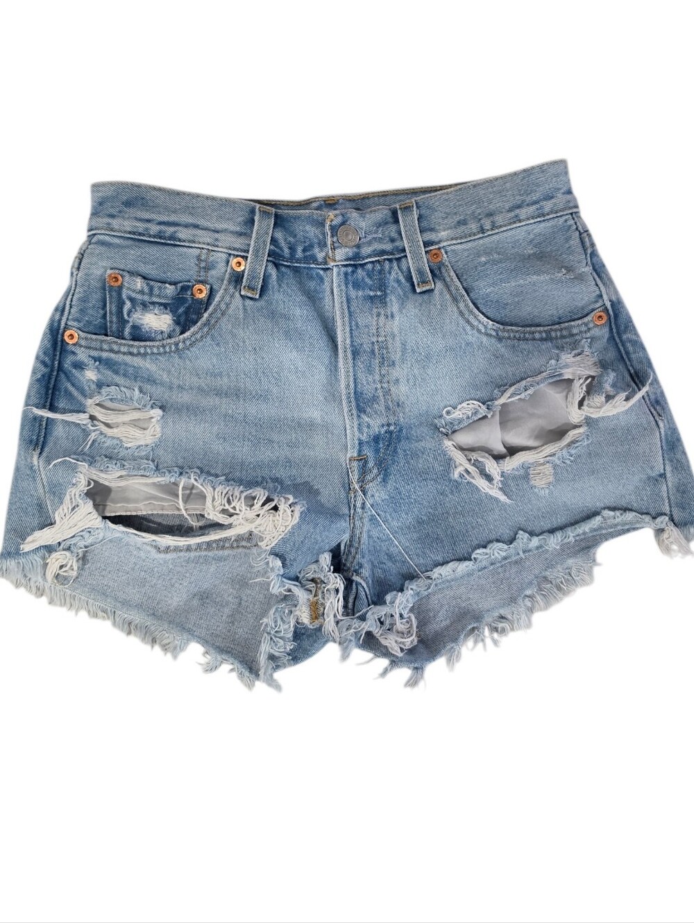 501 Distressed Light Wash Denim Shorts Size 25